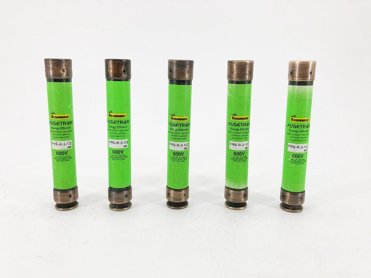 Lot of 5 New Bussmann FRS-R-3-1/2 Time Delay Fuses 3-1/2A 600V Class RK5