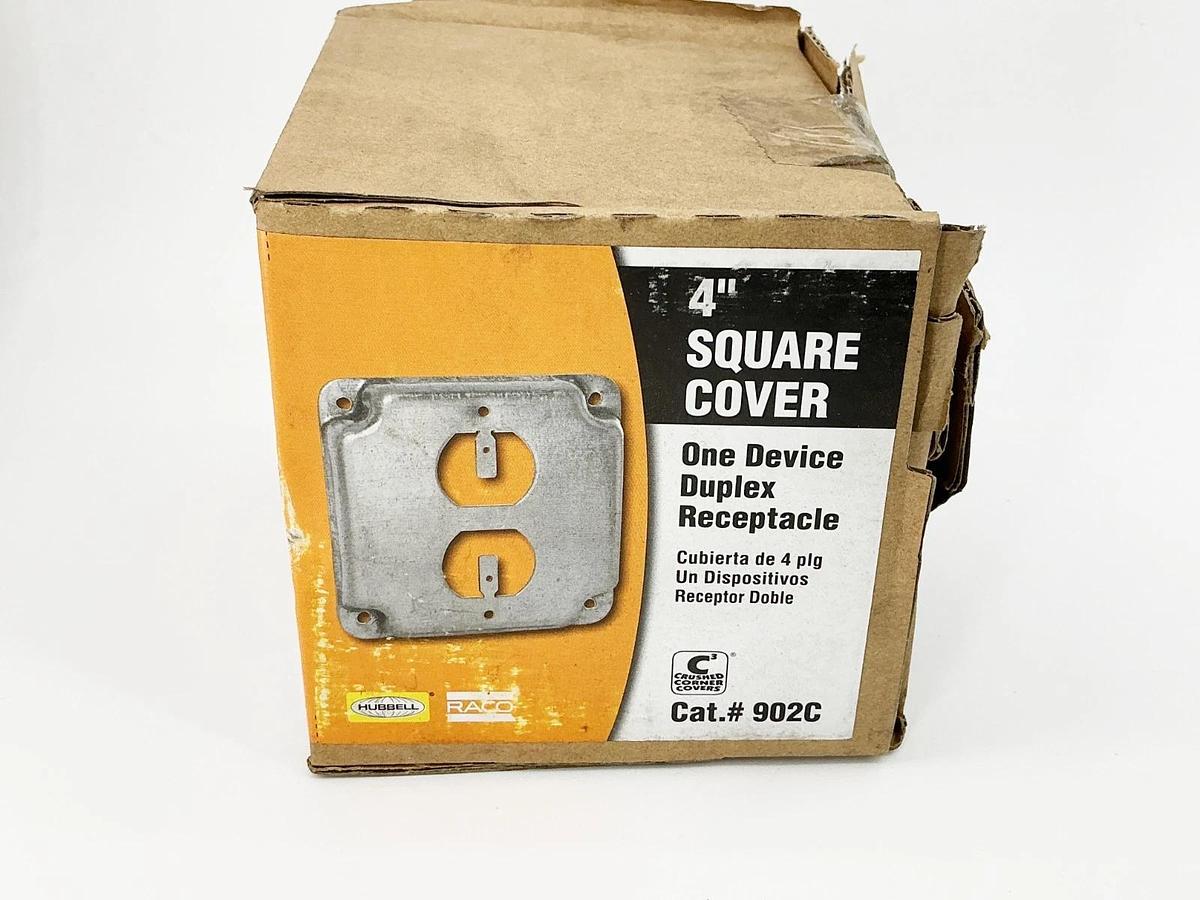 New Box of 7 Hubbell 902C 4" Square Cover Duplex Receptacle