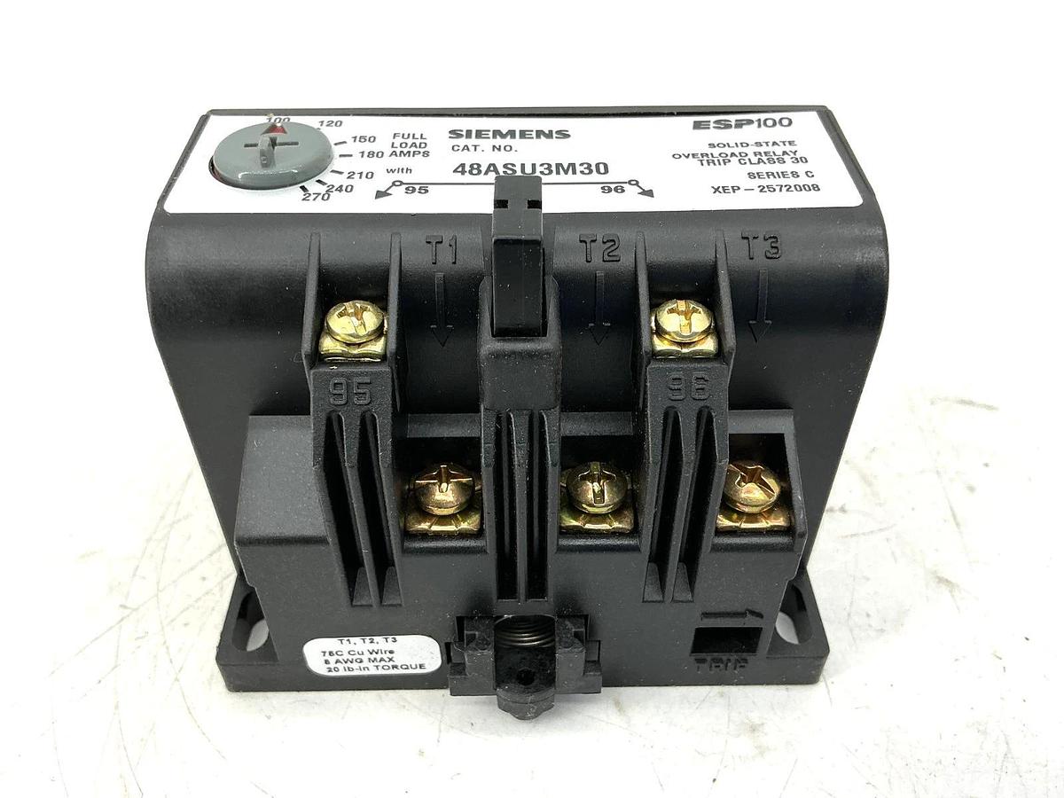 New Siemens 48ASU3M30 Ser C Overload Relay Solid State 3PH 50/60HZ 100-270FLA