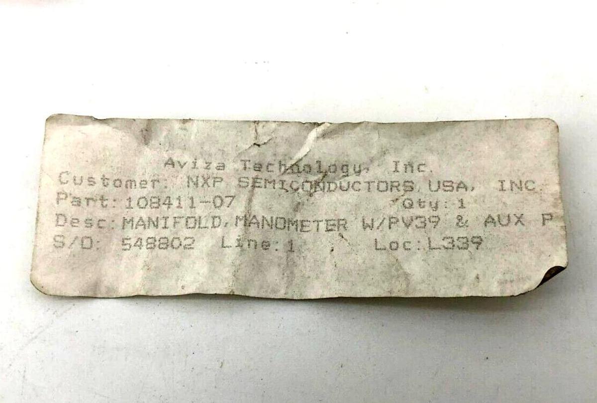 New Avisa Technologies 108411-07 Rev. A Overpressure Relief Manifold
