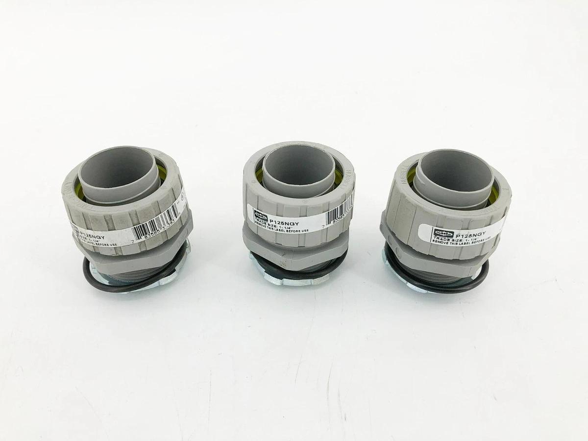 Lot of 3 New Hubbell P125NGY Conduit Fittings Nylon Trade Size 1-1/4" 21VF90