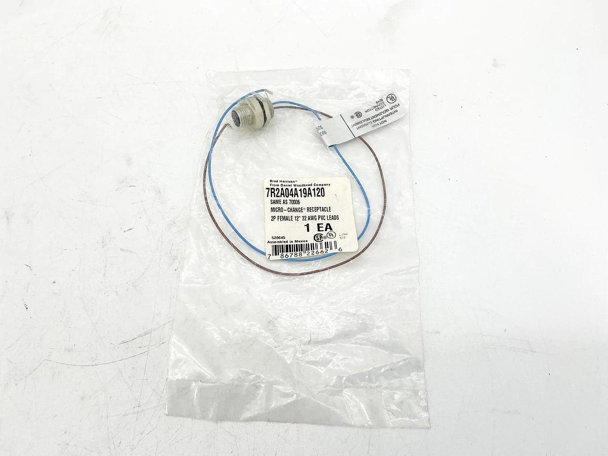 New Lot of 3 Brad Harrison 7R2A04A19A120 Receptacle 2P Female 12" AWG 70006