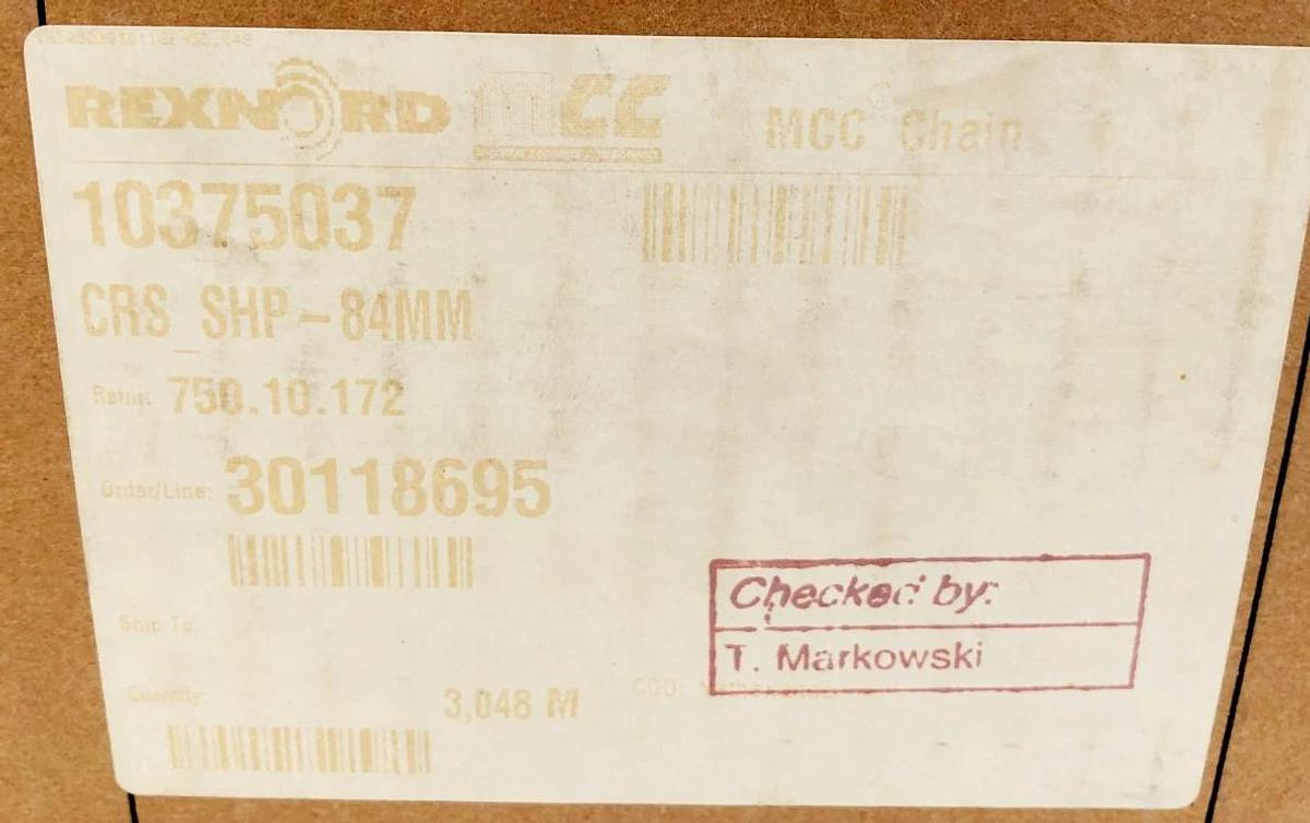 New Rexnord 10375037 MCC Conveyor Chain CRS SHP-84MM 6.5FT.
