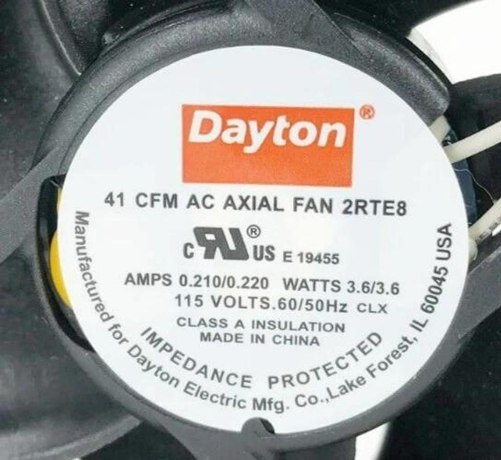 New Dayton 2RTE8 Axial Fan 115VAC 1PH 41 CFM 3-1/8" Square