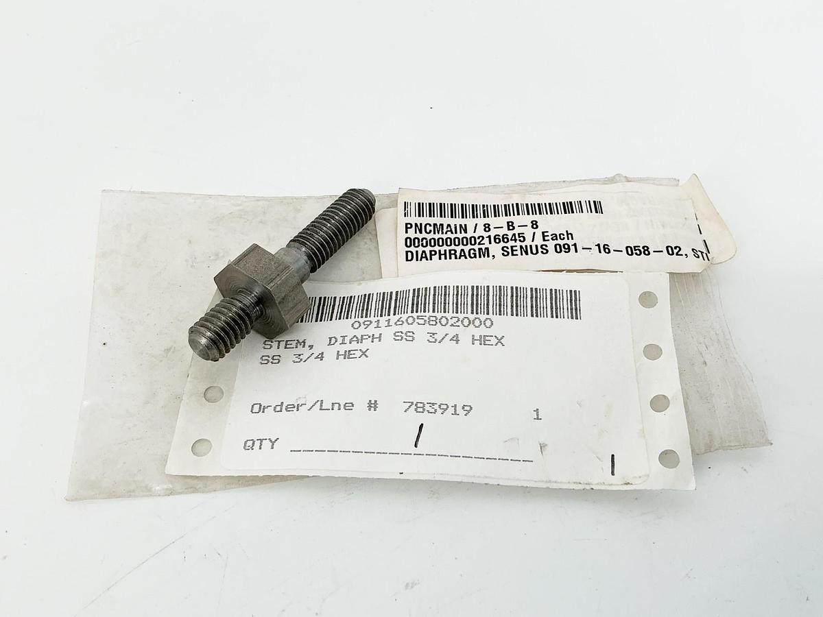New Senus 091-16-058-02 Diaphragm Stud Stainless Steel 3/4"- No Box