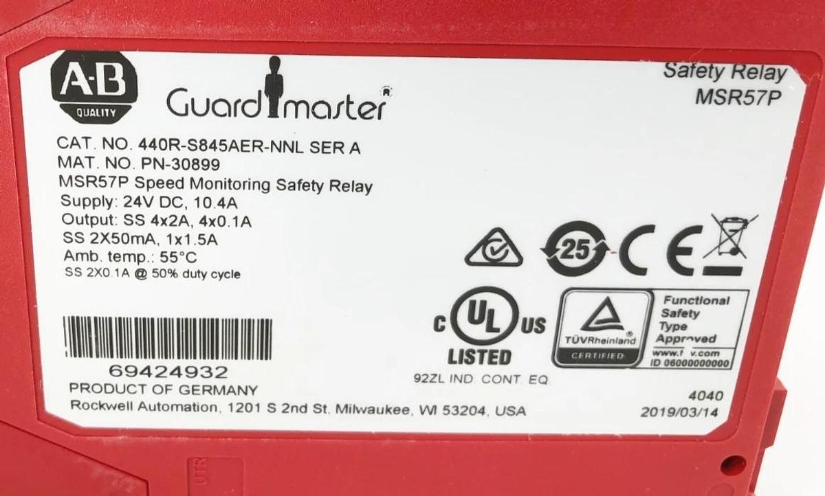 New Allen Bradley 440R-S845AER-NNL Speed Monitoring Safety Relay MSR57P
