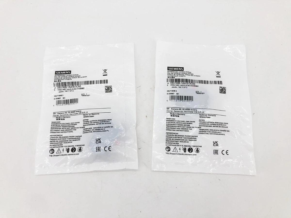 Lot of 2 New Siemens 3SU1400-1AA10-3CA0 Contact Blocks