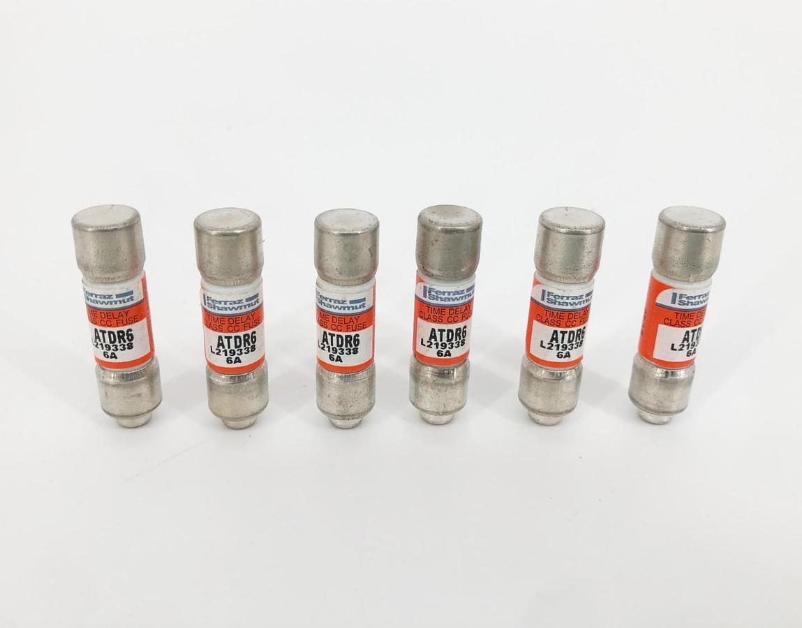 Lot of 6 New Ferraz Shawmut ATDR6 Time Delay Fuses 6A 600VAC Class CC - No Box