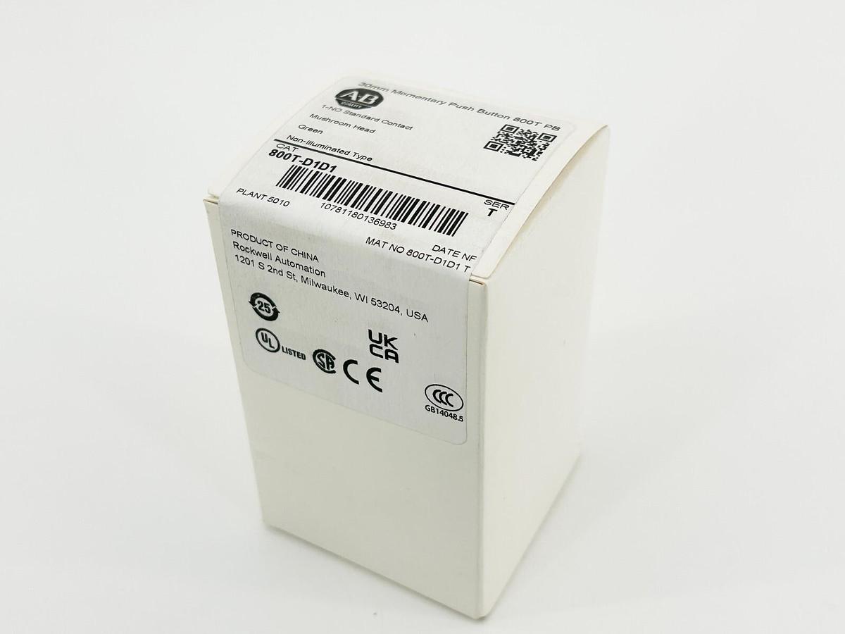 Used Allen Bradley 800T-D1D1 Momentary Push Button 30mm Green Mushroom Head - Sealed