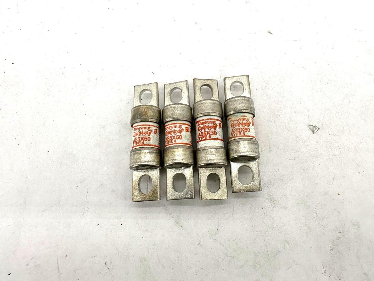 Lot of 4 New Shawmut A25X50 Amtrap Fuse Type 4 50A 250V