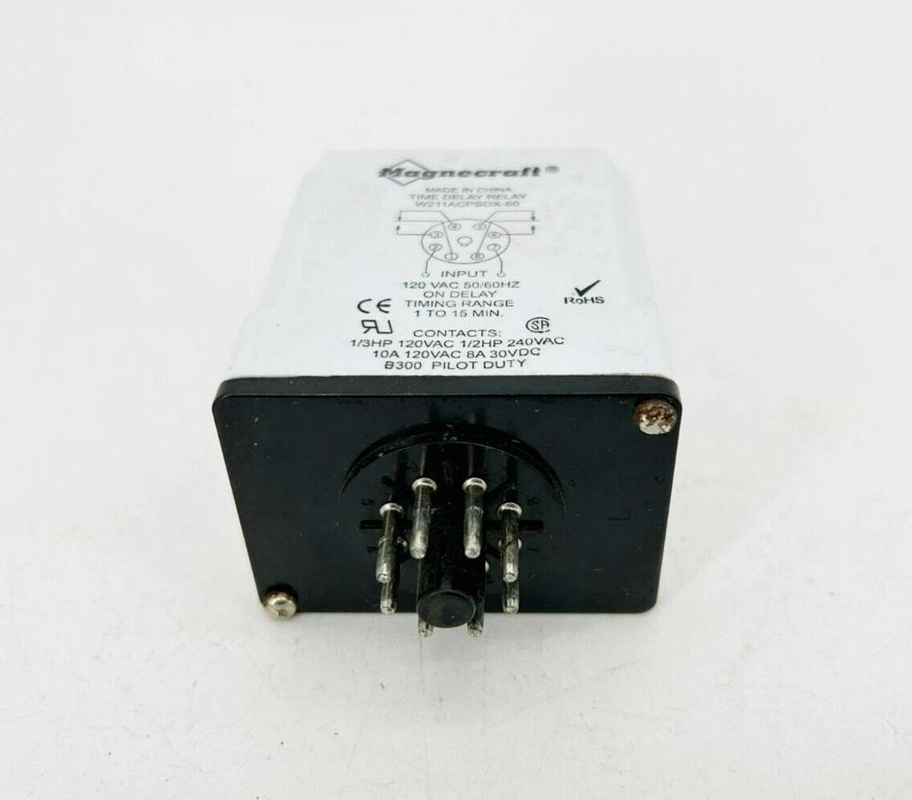 Used Magnecraft W211ACPSOX-60 Time Delay Relay 120VAC 1-15min.