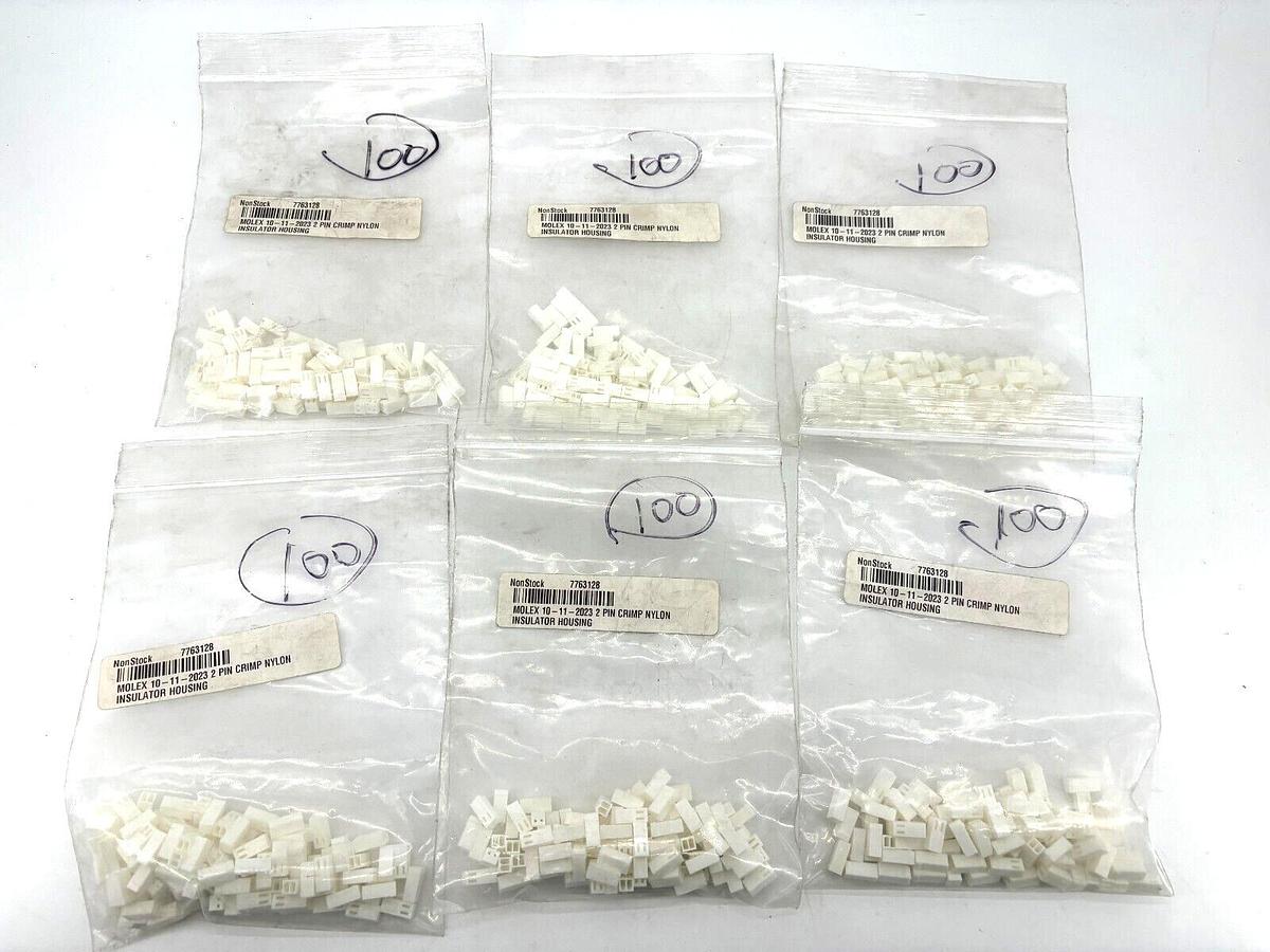 Lot of 600 New Molex 10-11-2023 2-Pin Crimp Nylon Insulator Housings 10112023