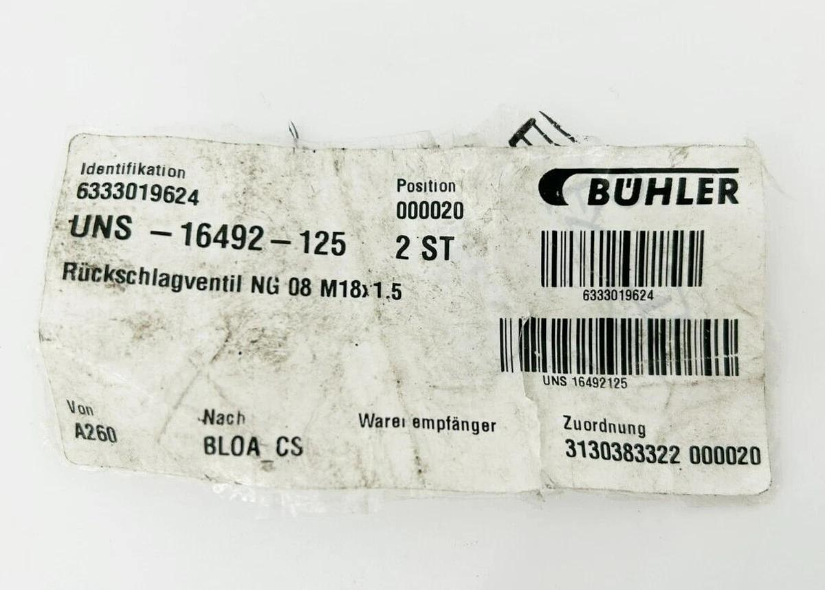 New Buhler UNS-16492-125 Check Valve 6333019624