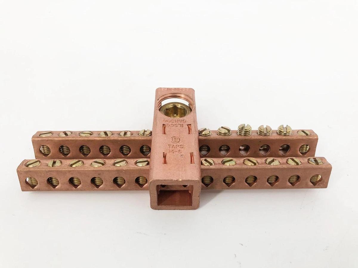 Used Ilsco CAN-300 Copper Neutral Bar Conductor 250-6 Main 14-6 AWG 24 Ports