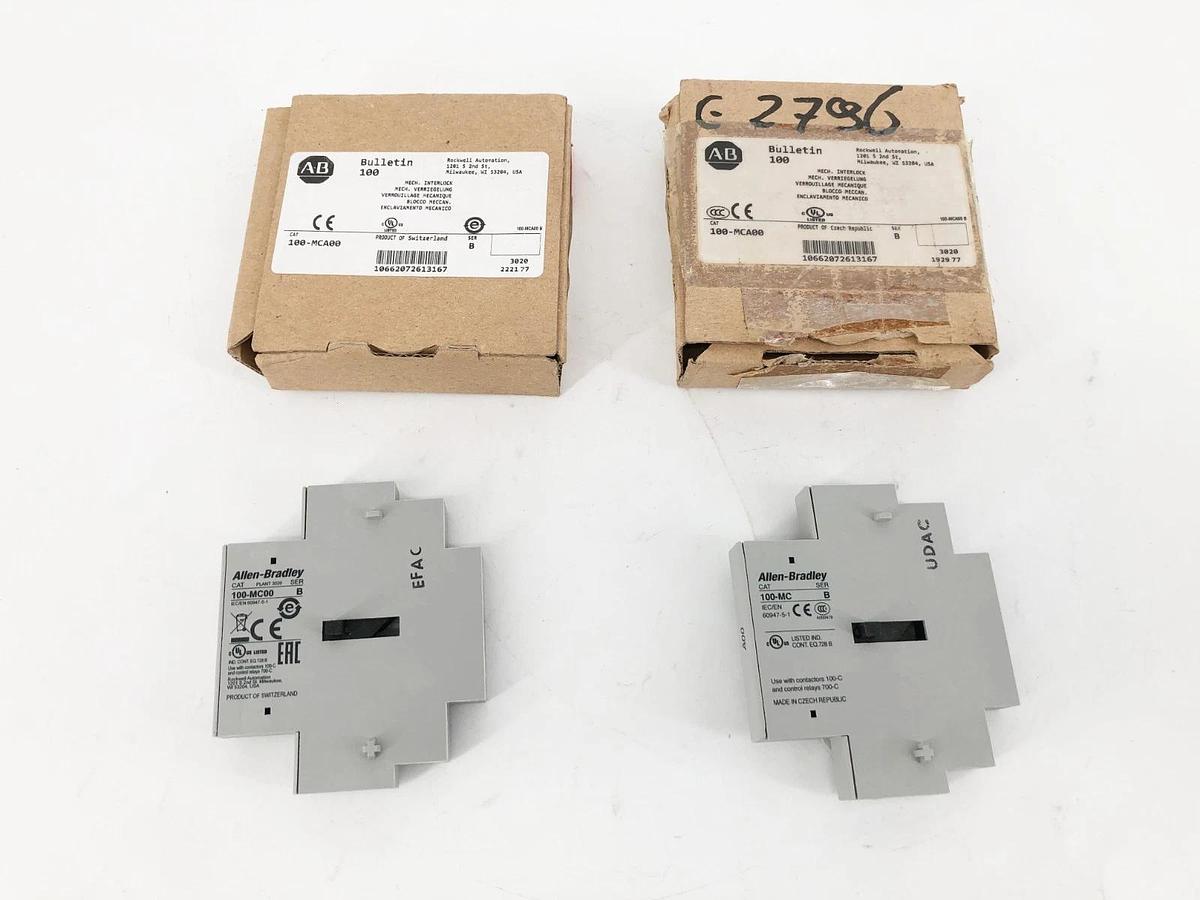 Lot of 2 New Allen Bradley 100-MCA00 Ser. B Auxiliary Contactor Interlocks