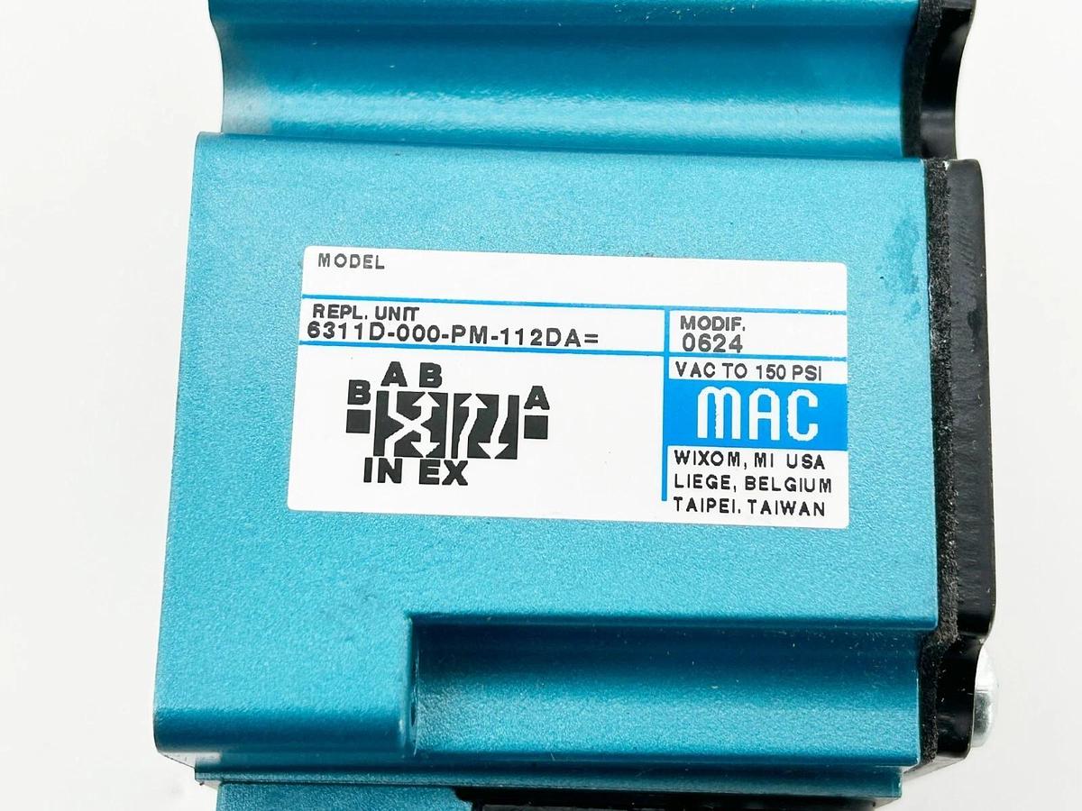 New MAC Valves 6311D-000-PM-112DA Solenoid Valve 120Vac 50/60Hz 150PSI