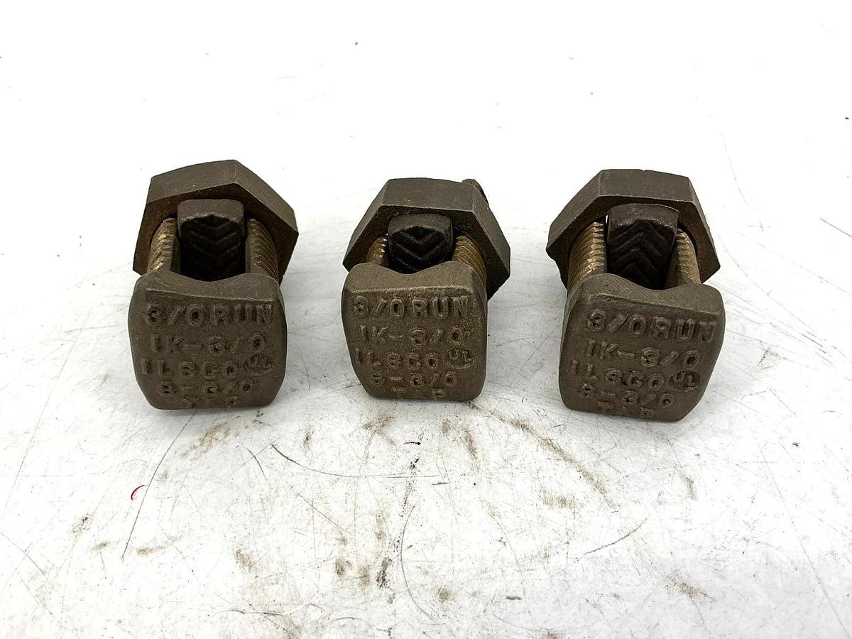 Lot of 3 New Ilsco IL-3/0 Split Bolt Connector Copper 3/0 RUN 8-3/0 TAP IK3/0
