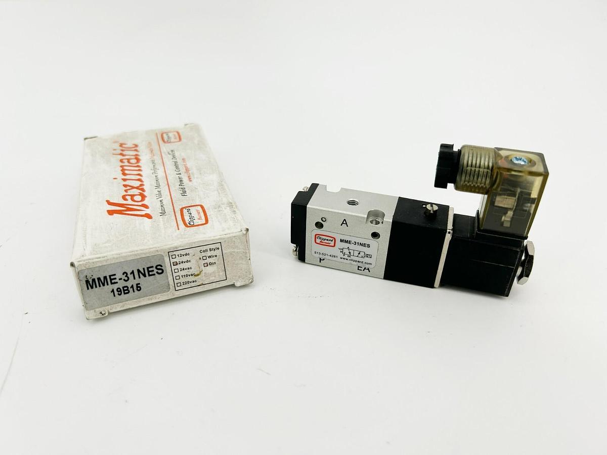 New Clippard Maximatic MME-31NES 19B15 3-Way Pneumatic Solenoid Valve, 24VDC