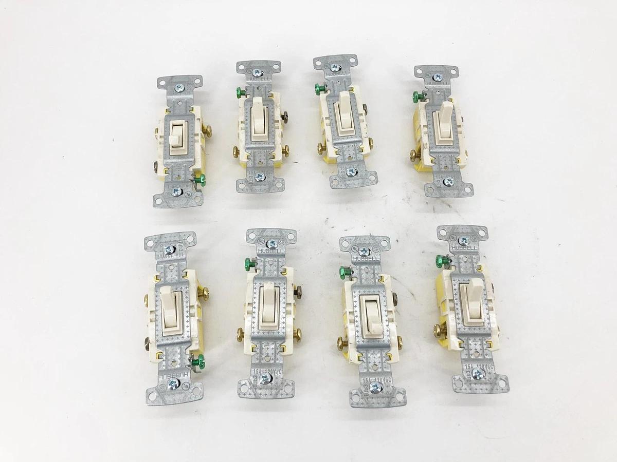 Lot of 8 New Hubbell RS315LA Toggle Switches 3-Way 15A 120V GRD - No Box