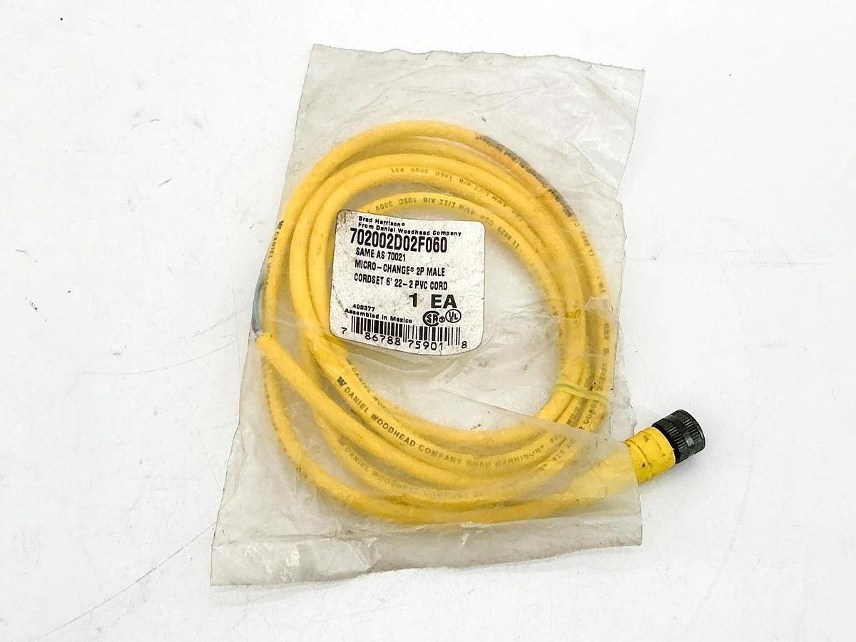 New Lot of 2 Brad Harrison 702002D02F060 Micro-Change Cordset 2P 70021