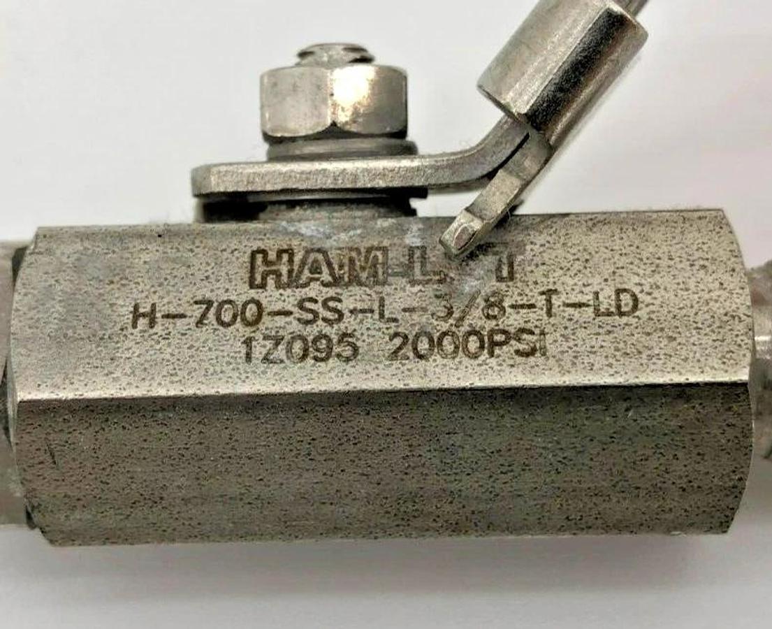Used Ham-Let H-700-SS-L-3/8-T-LD Ball Valve Stainless Steel 1/2" 2000 PSI