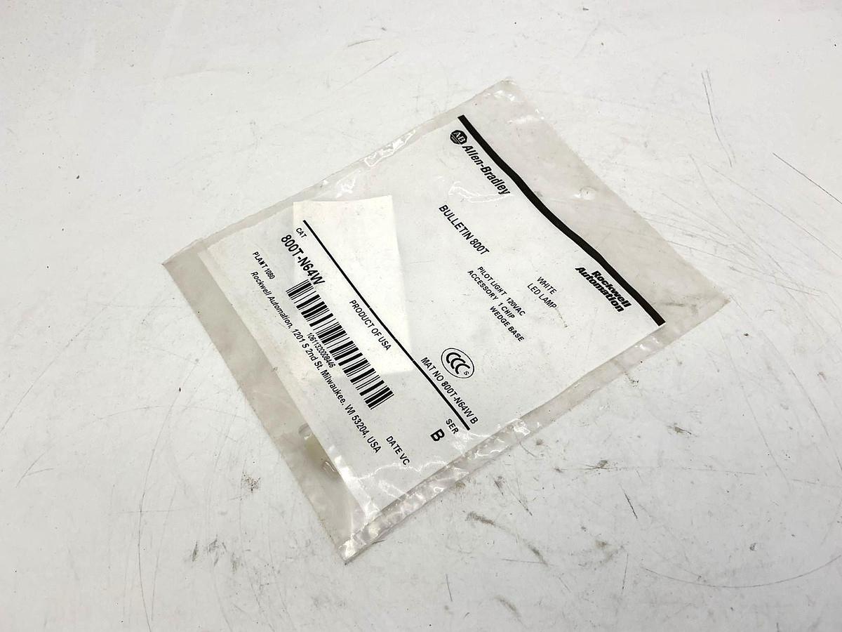 New Allen Bradley 800T-N64W Ser B Pilot Light LED Lamp White 120VAC
