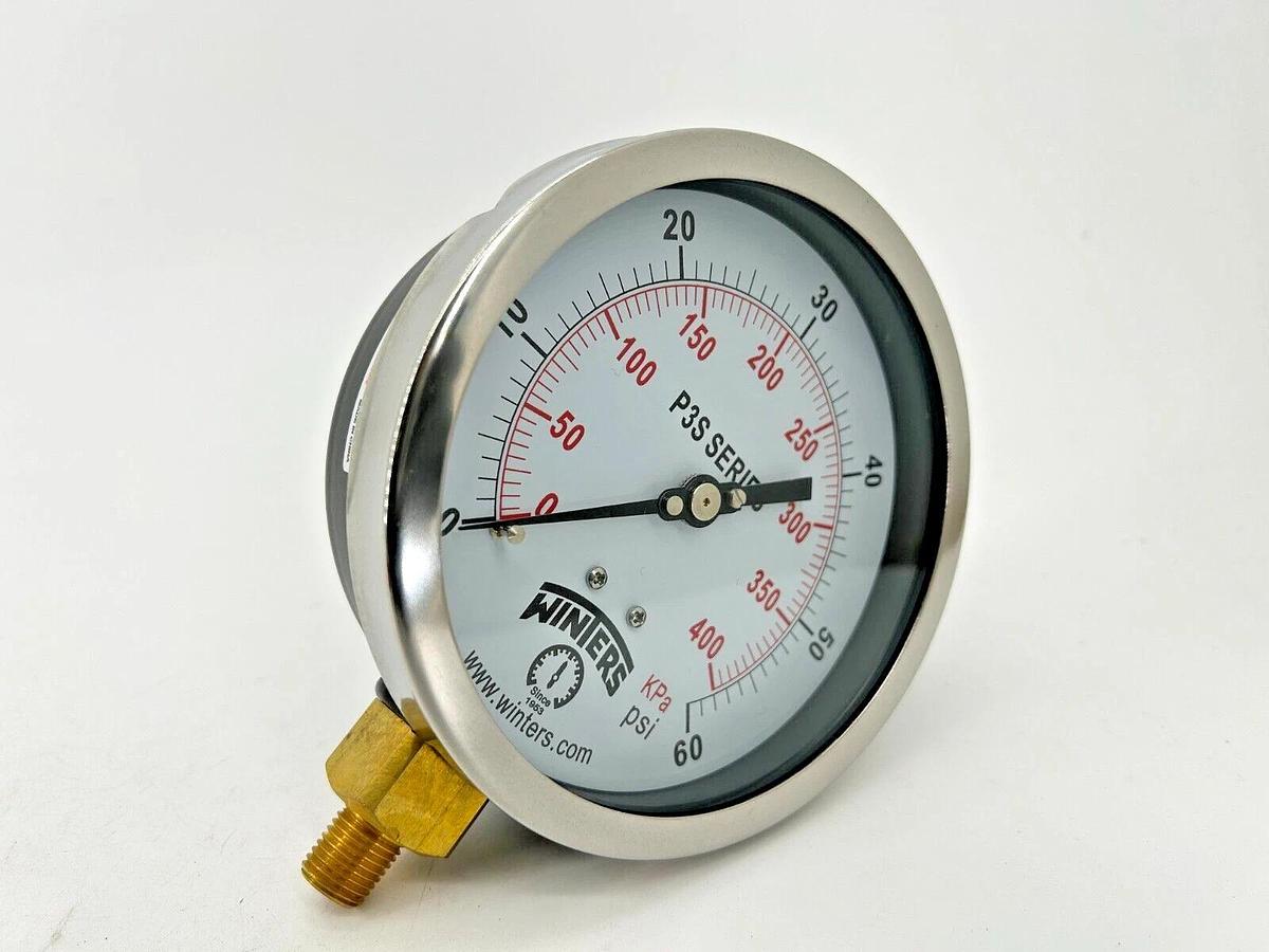 New Winters P3S6010 Pressure Gauge 0-60PSI 1/4" MNPT 4.5" Dial
