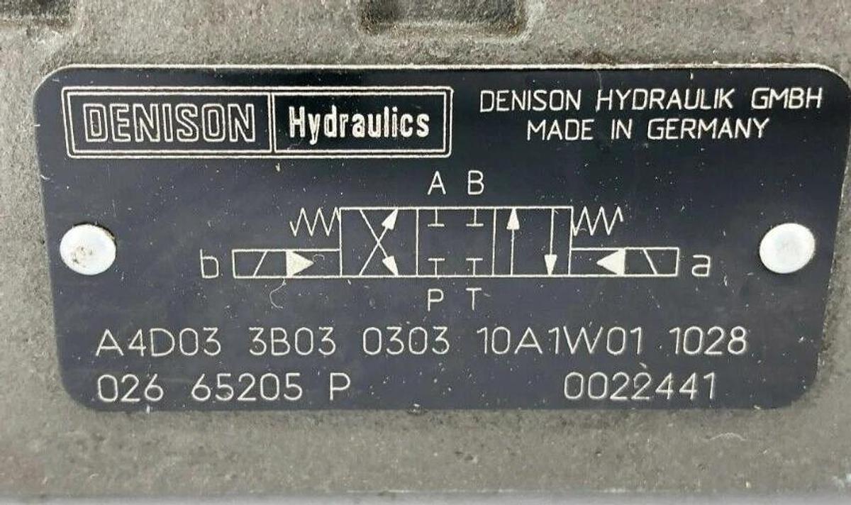 Used Denison Hydraulics A4D03-3B03-0303-10A1W01-1028 Directional Valve 115V Coils