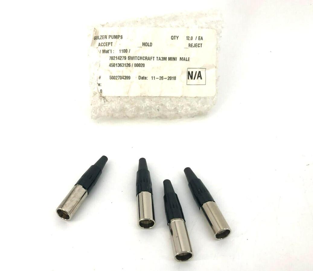 Lot of 4 New Switchcraft TA3M Mini XLR Connector Male Cable Mounts