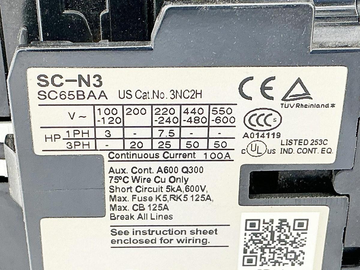 Used Fuji Electric SC65BAA Contactor 110V 50/60Hz 3NC2H