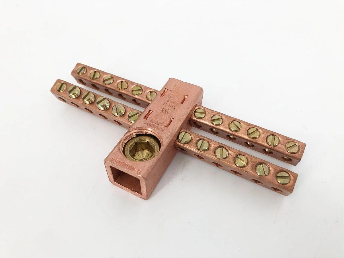 Used Ilsco CAN-300 Copper Neutral Bar Conductor 250-6 Main 14-6 AWG 24 Ports