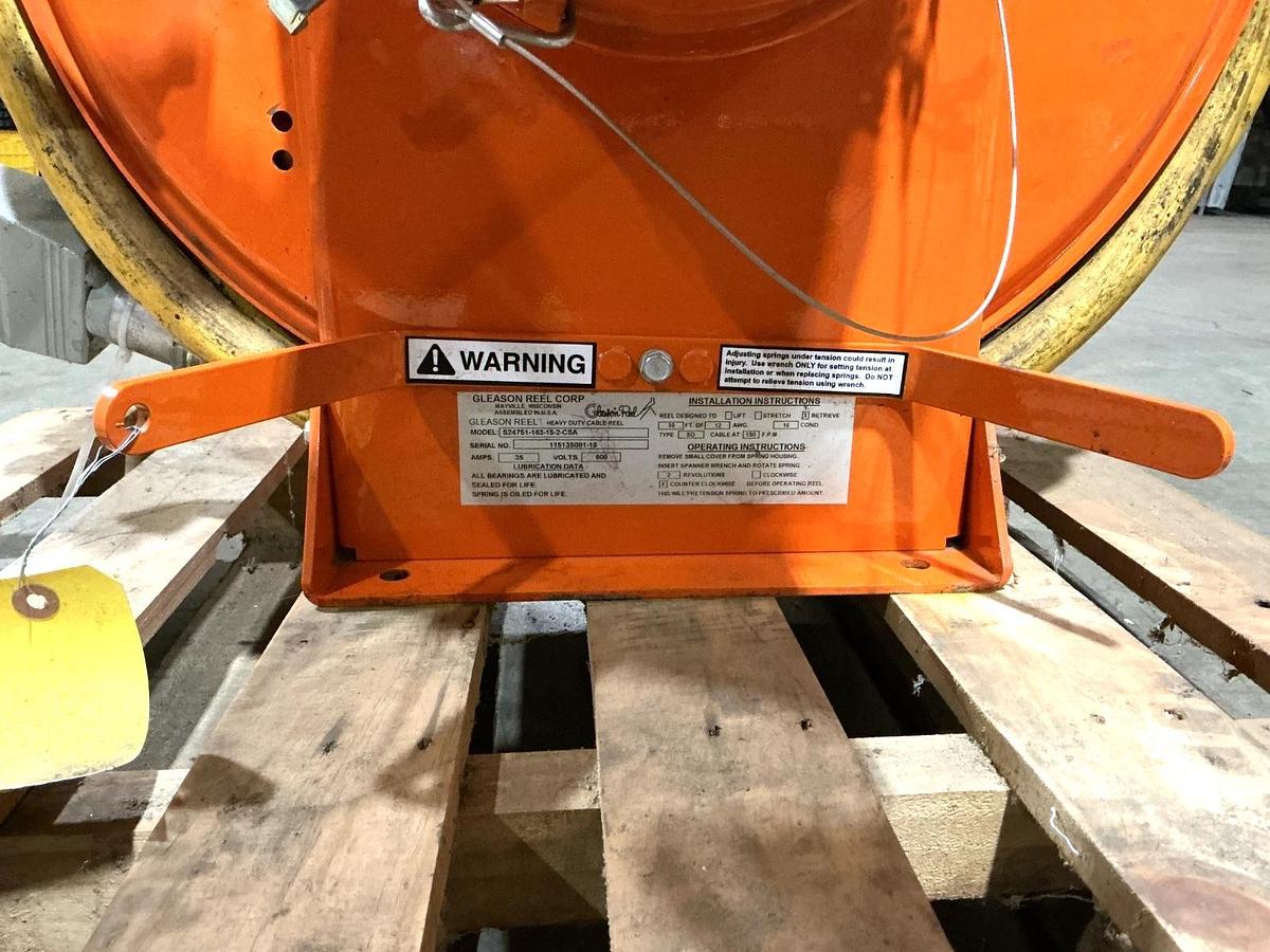 Used Gleason Reel S24751-163-15-2-CSA Heavy Duty Cable Reel Retrieve 50ft 35A 600V