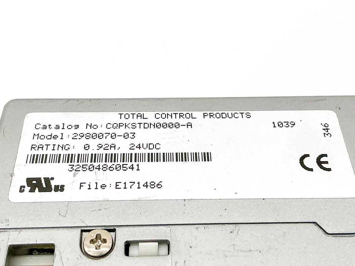 Used Total Control Products CQPKSTDN0000-A Quick Panel 24VDC 2980070-03