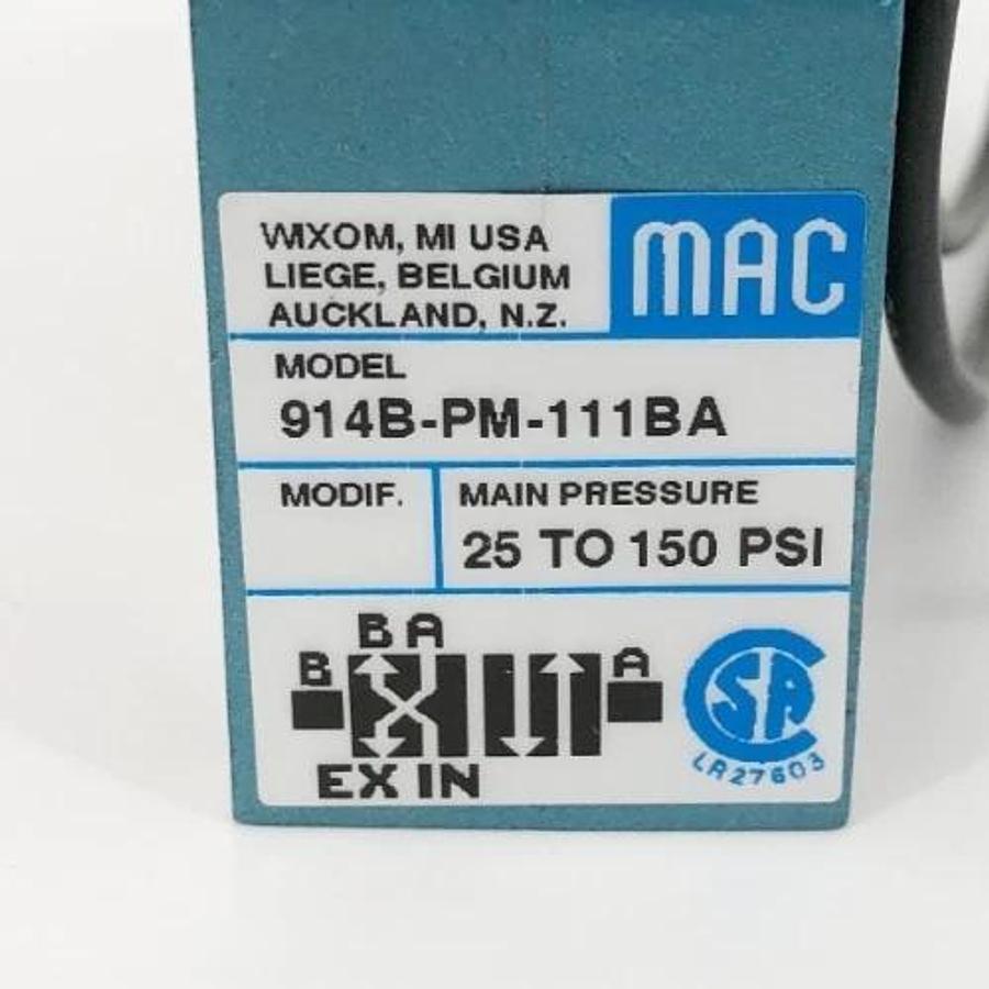 New MAC Valves 914B-PM-111BA Solenid Valve 110-120VAC 1/2" NPTF