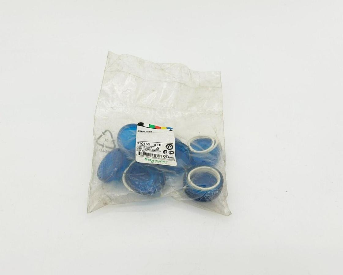 Bag of 10 New Telemecanique ZBW-936 Blue Lense Caps, 010155, ZBW936