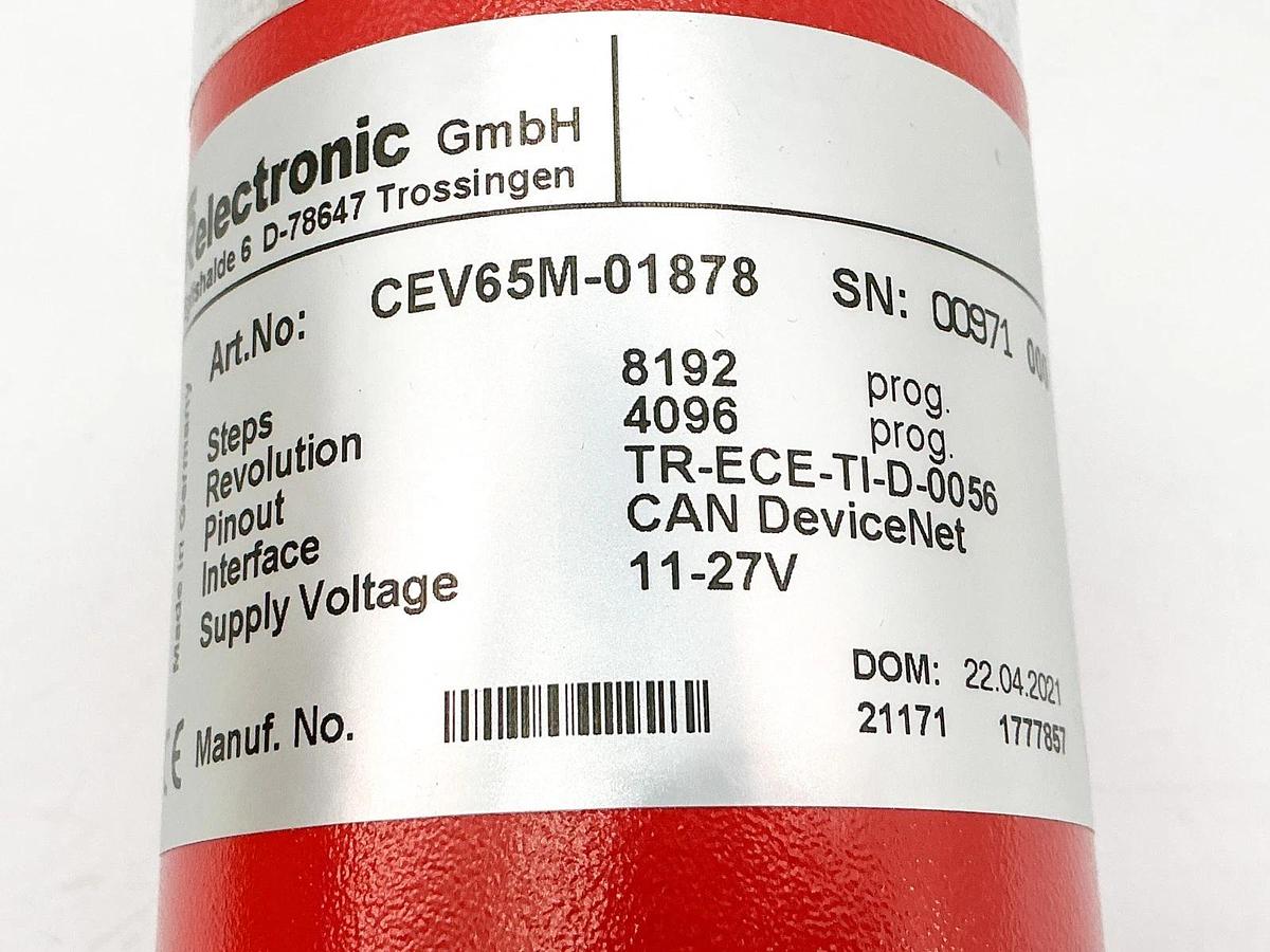 New TR Electronic CEV65M-01878 CAN DeviceNet Encoder 11-27V 4096 Revs 8192 Steps