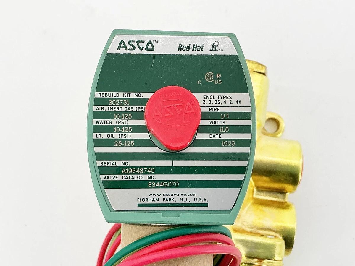 New Asco 8344G070 24VDC Solenoid Valve 10-125PSI 1/4" Pipe 11.6W