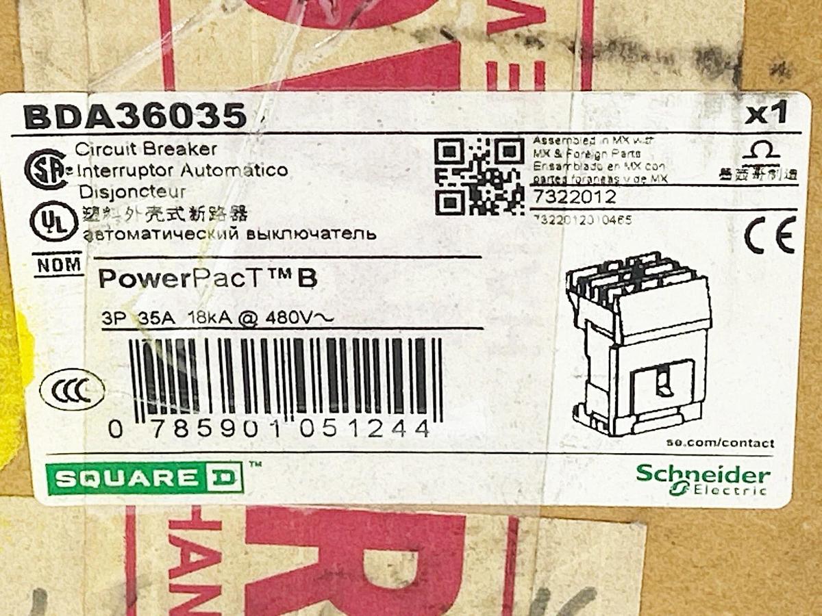 New Square D BDA36035 Circuit Breaker 35A 600V 3P 50/60Hz