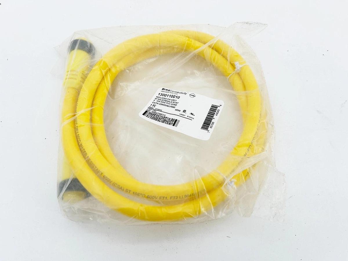 New Brad Connectivity 1300110010 Cordset 6P Male/Female ST/ST 6' 16/6 AWG PVC C