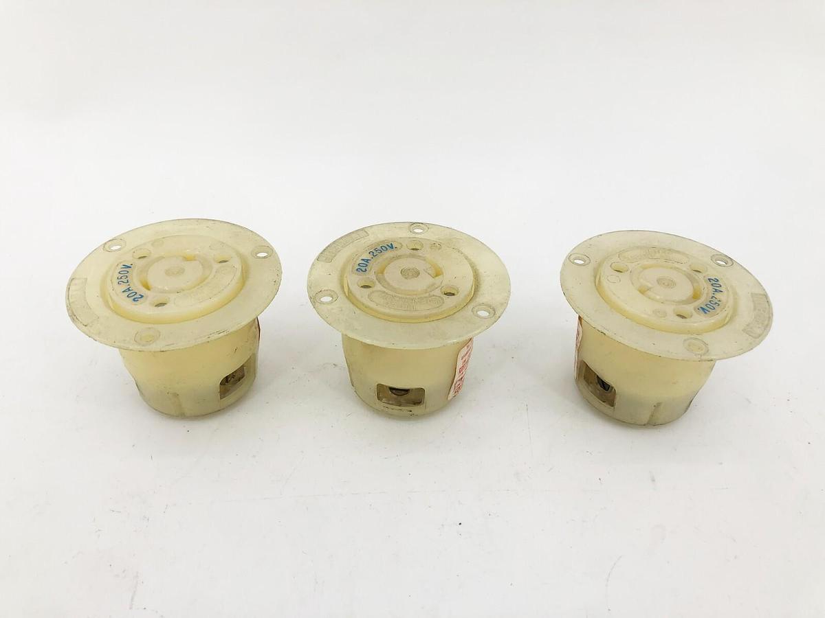 Used Lot of 3 Hubbell 231A Flanged Twist Lock Connectors 20A 250V