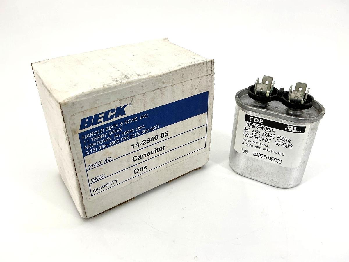 New Beck 14-2840-05 Capacitor 8uF 330VAC 50/60HZ 14284005