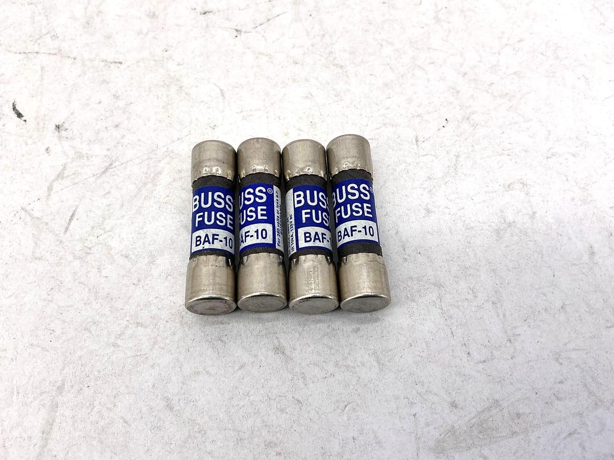 Lot of 4 New Bussmann BAF-10 Buss Fuse 10A 250V