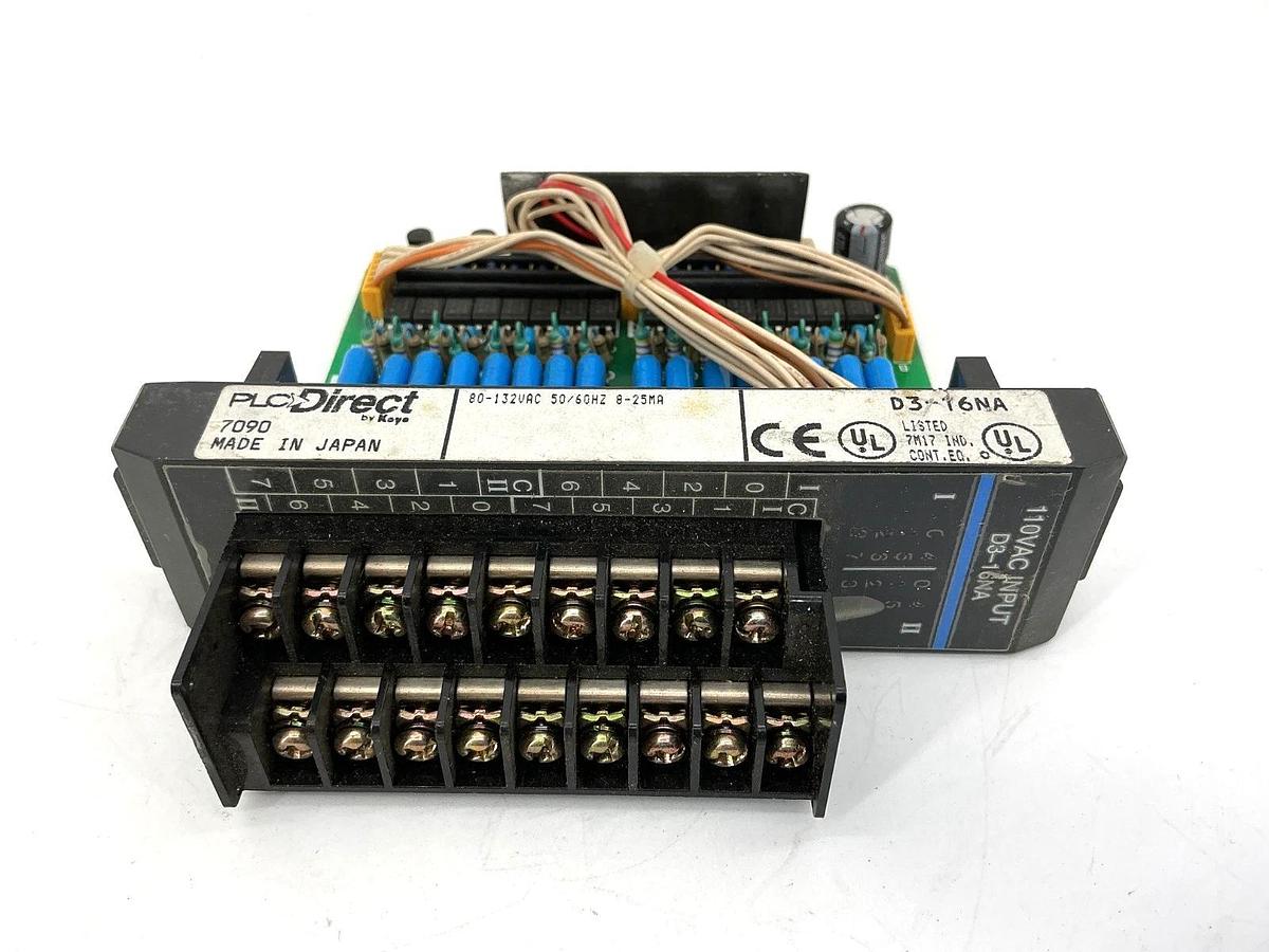 Used PLC Direct D3-16NA Input Module 16-Point 110VAC 80-132VAC 50/60HZ 8-25mA D316NA