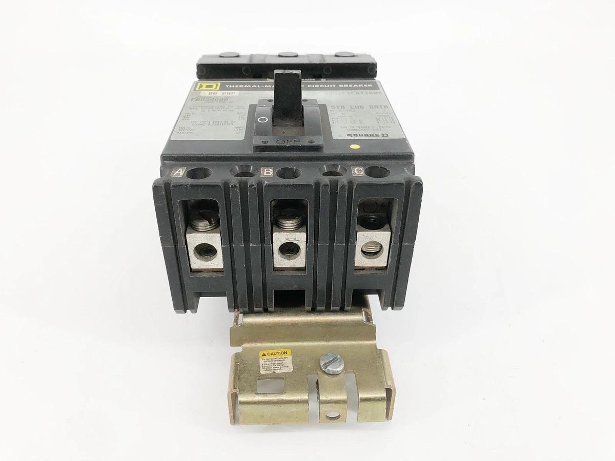 Used Square D FAB36080 Circuit Breaker 3P 80A 600VAC 250VDC Series 2