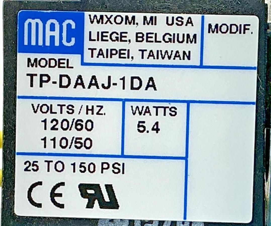 New MAC Valves 82A-AC-CKA-TP-DAAP-1DA Solenoid Valve 5.4Watts 150PSI 110/120VAC