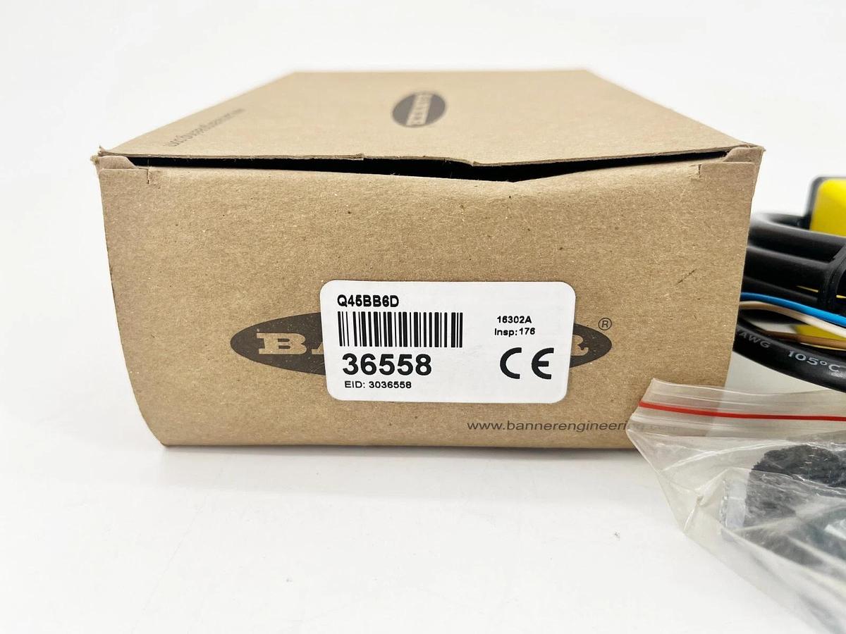 New Banner Engineering Q45BB6D Rugged Rectangle Diffuse Sensor 36558 45cm Range