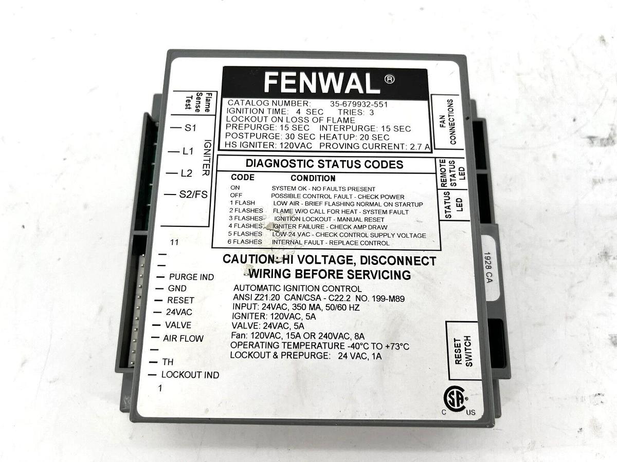 Used Fenwal 35-679932-551 Automatic Ignition Control Module 24VAC