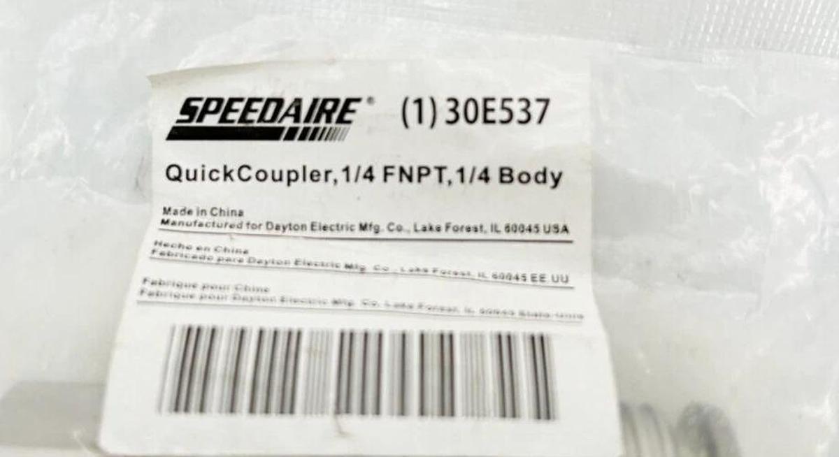 New Speedaire 30E537 QuickCoupler 1/4 FNPT 1/4 Body