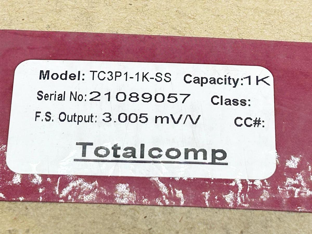 New Totalcomp TC3P1-1K-SS Canister Load Cell 1000LB Stainless Steel 30' Cable