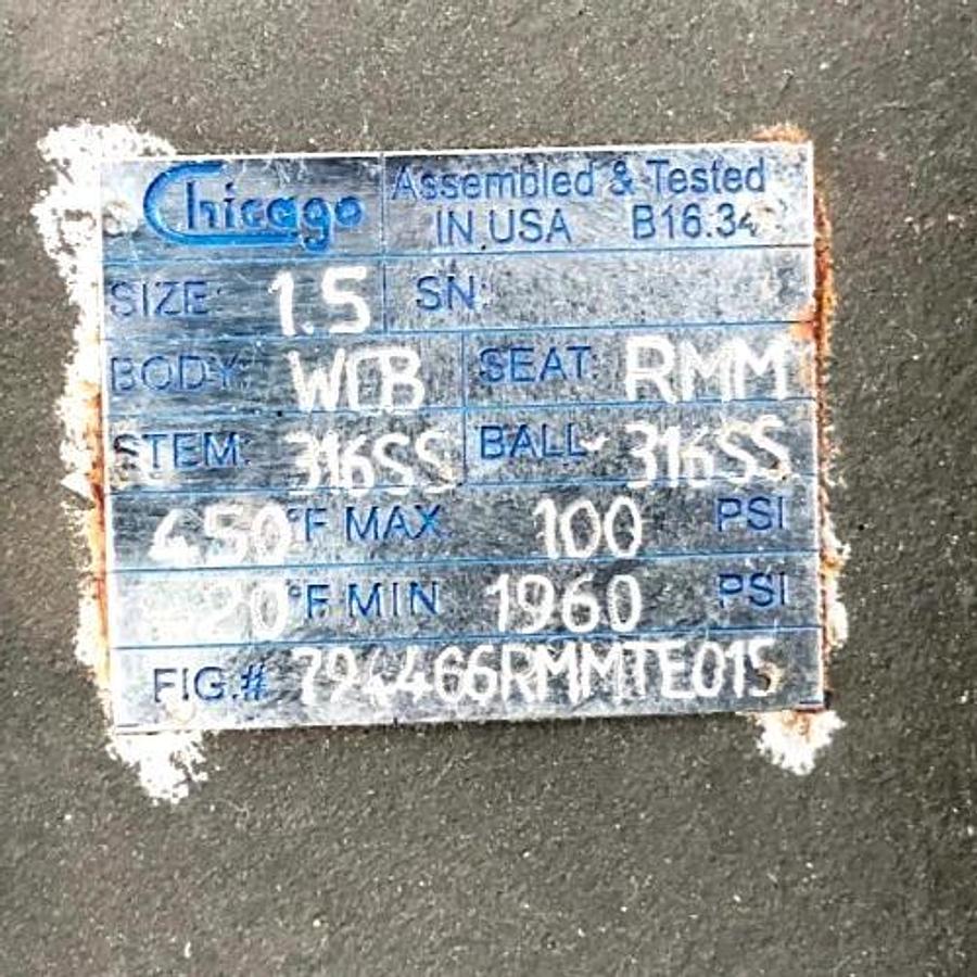 New Chicago Valves 794466RMMTE015 Ball Valve 1-1/2" WCB - No Box